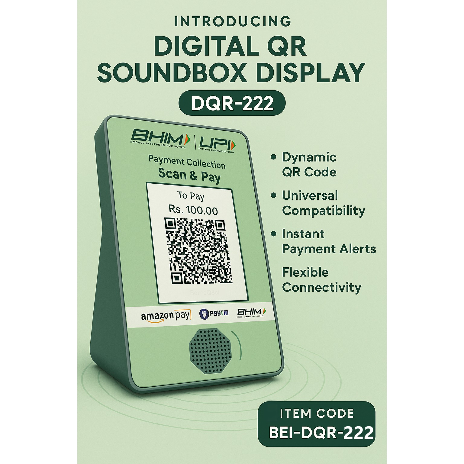 Digital QR - Dynamic QR Soundbox Display - DQR-222